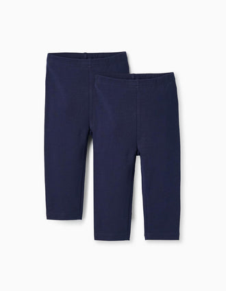 Pack 2 Pares de Leggings para Bebé Menina, Azul Escuro