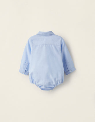 Body-Camisa de Algodón en Oxford para Recién Nacido, Azul