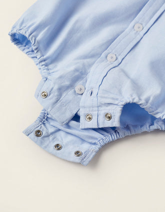 Body-Camisa de Algodón en Oxford para Recién Nacido, Azul