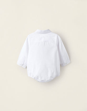 Body-chemise en coton Oxford pour nouveau-né, Blanc