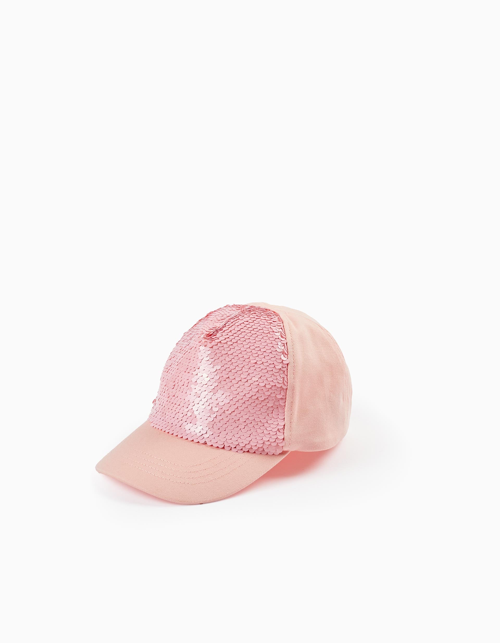 Cotton Cap with Sequins for Girls, Pink