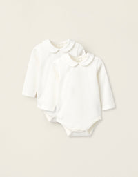 Pack 2 Bodies com Gola Colegial para Recém-Nascida, Branco