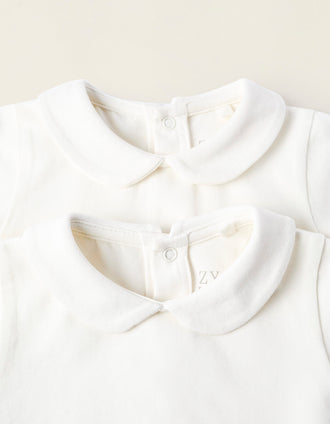 Pack 2 Bodies com Gola Colegial para Recém-Nascida, Branco