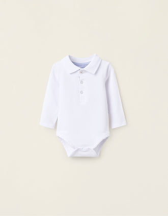 Body-polo de Manga Larga para Recién Nacido, Blanco