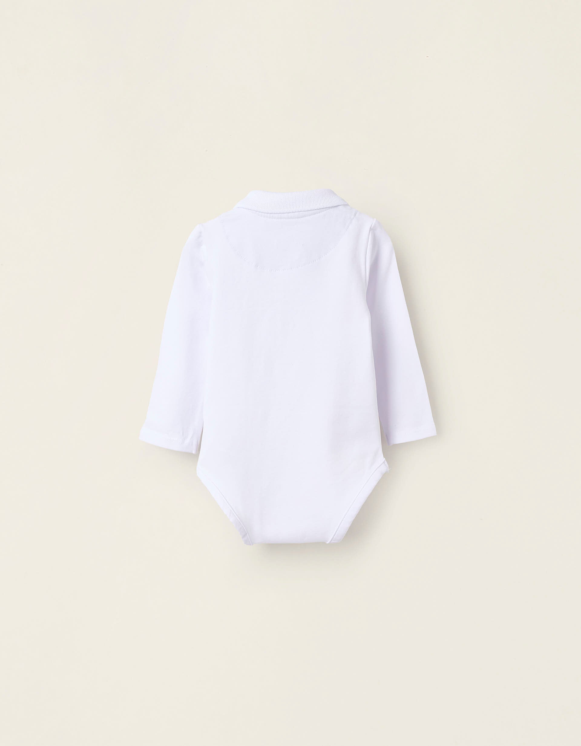 Long-sleeved Bodysuit for Newborn Boys, White