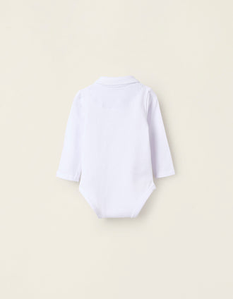 Body-polo de Manga Larga para Recién Nacido, Blanco