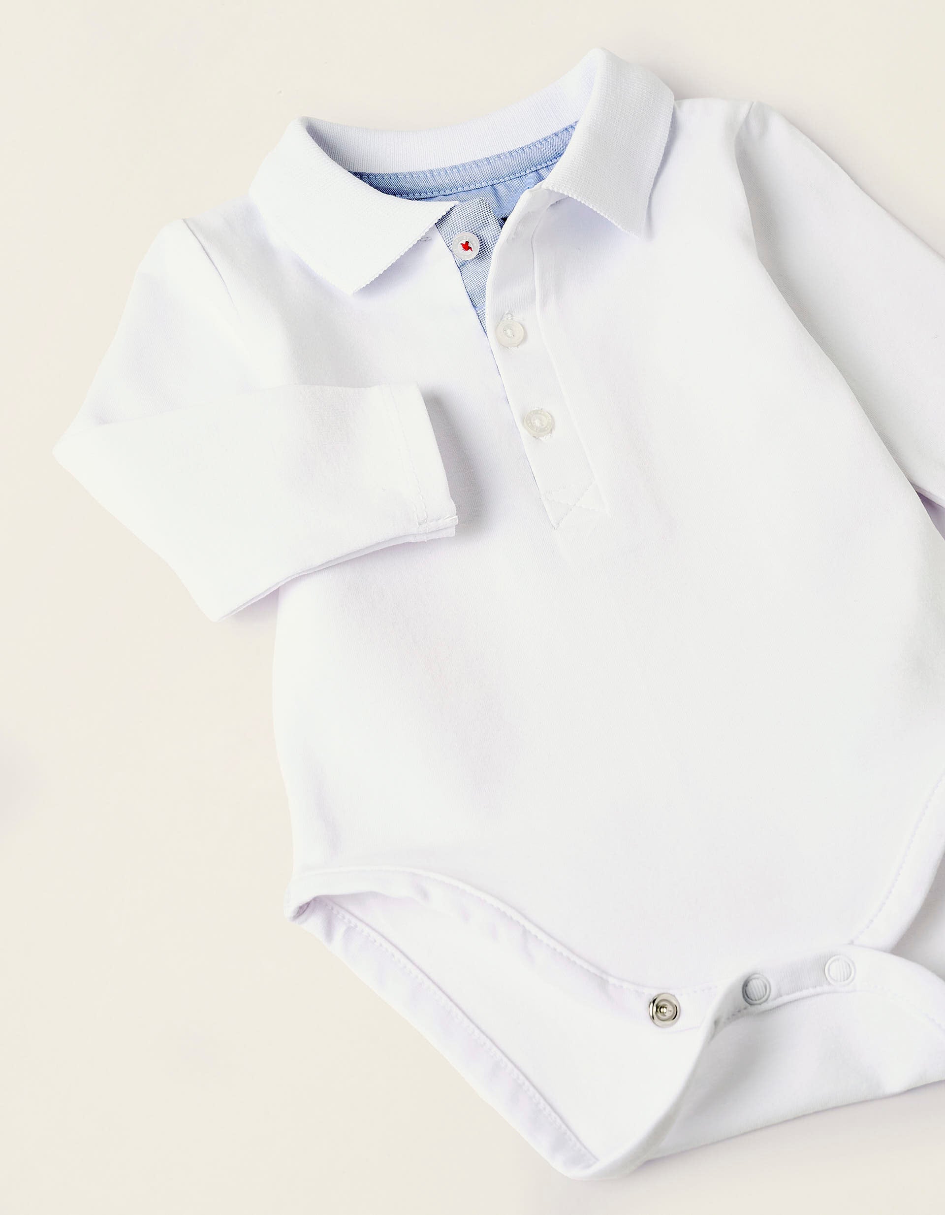 Long-sleeved Bodysuit for Newborn Boys, White