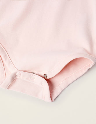 Pack 2 Bodies com Gola Colegial para Recém-Nascida, Branco/Rosa