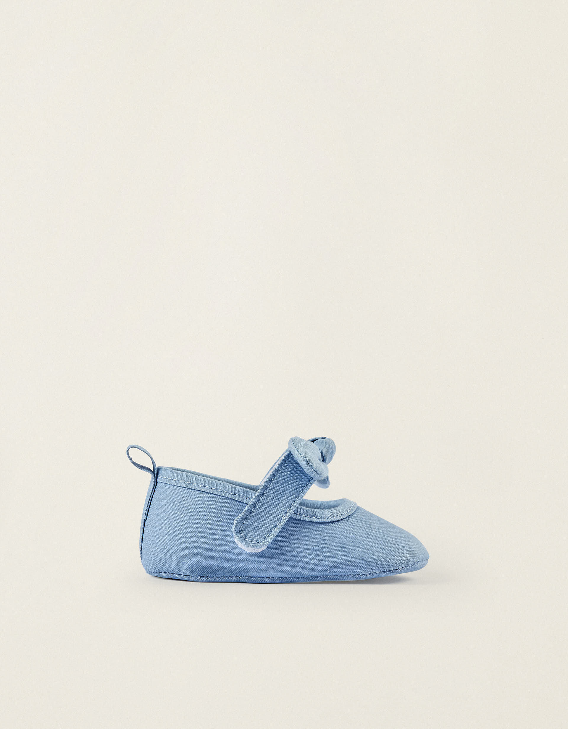 Ballerines avec Noeud en Jean pour Nouveau-Né, Bleu Clair