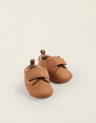 Chaussures à fermeture auto-agrippante pour nouveau-né, Marron