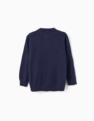Pull en Maille pour Garçon, Bleu Foncé
