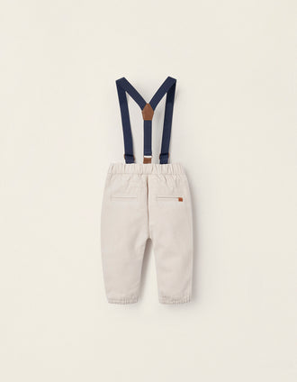 Pantalones con Tirantes para Recién Nacido, Beige