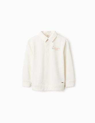 T-shirt en Jersey Épais pour Garçon 'Cigogne', Blanc