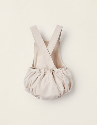 Mono en Sarga de Algodón para Recién Nacido, Beige