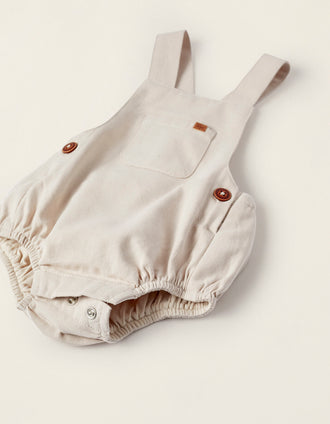 Combinaison en sergé de coton pour nouveau-né, Beige