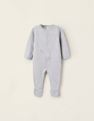 Grenouillère en Maille Texturée pour Nouveau-né, Gris