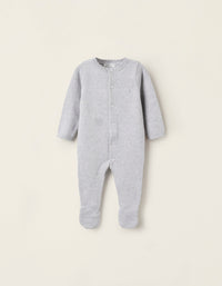Babygrow de Malha com Textura para Recém-Nascida, Cinza