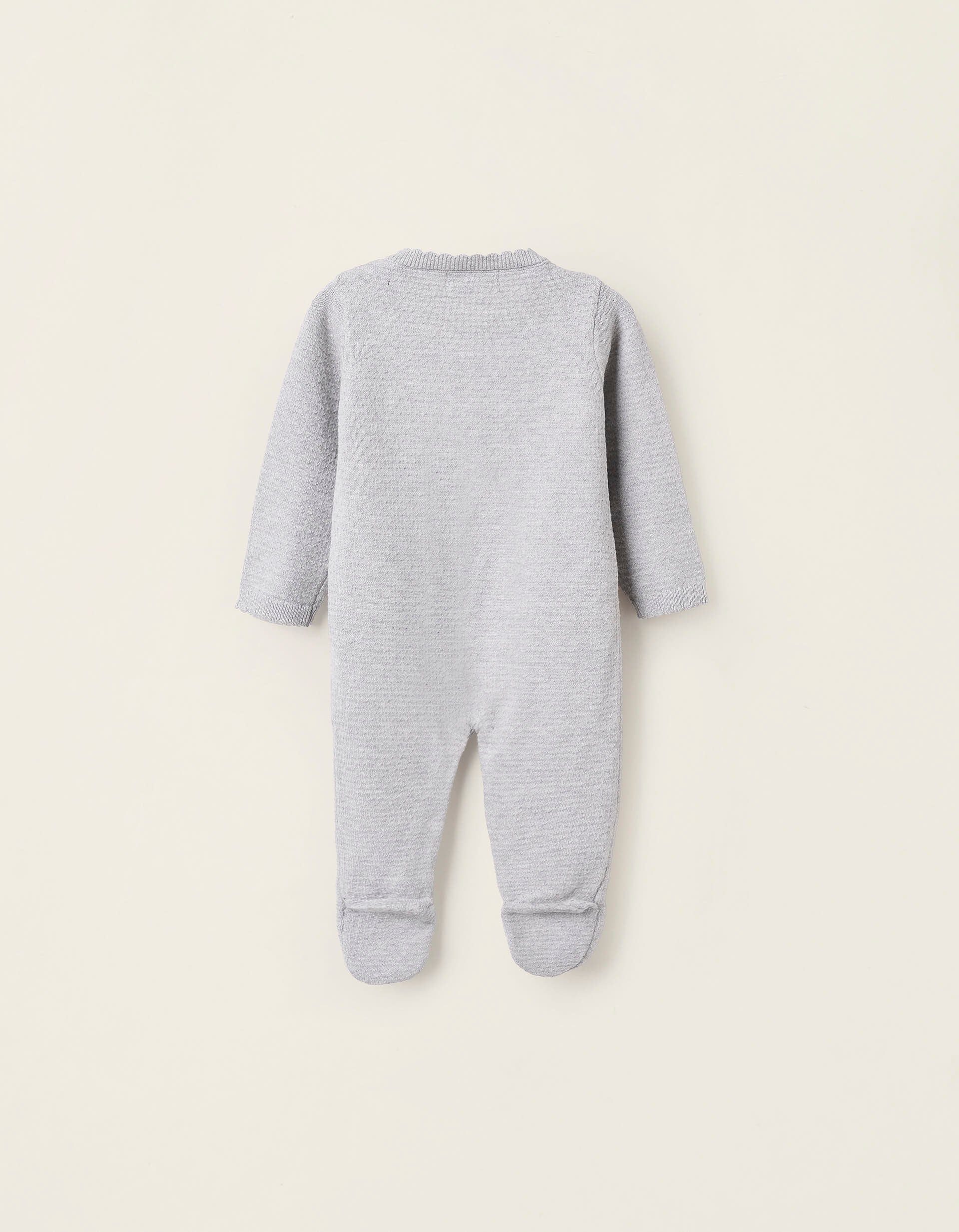 Textured Knit Overall for Newborn Babies, Grey