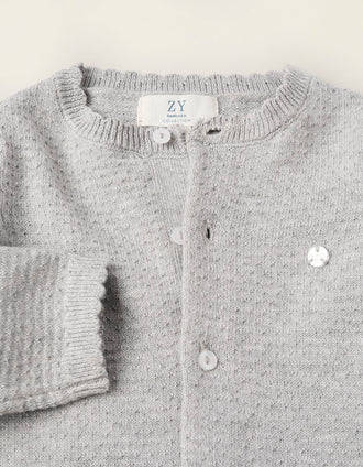 Grenouillère en Maille Texturée pour Nouveau-né, Gris
