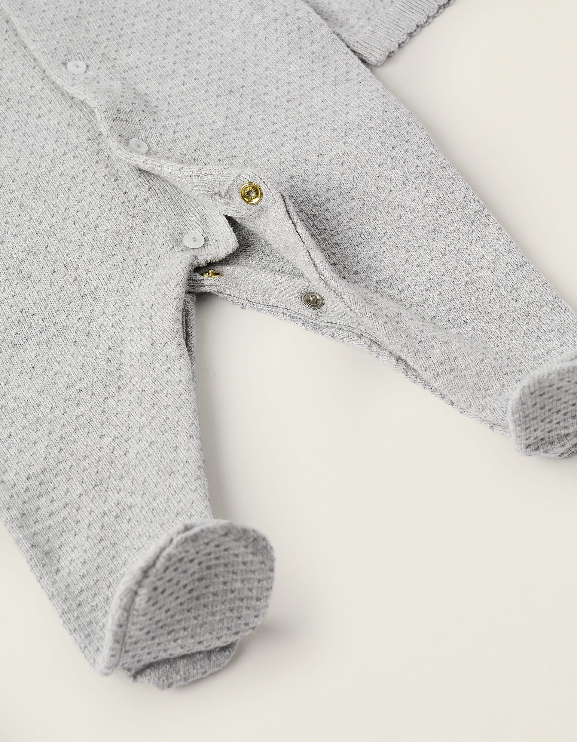 Textured Knit Overall for Newborn Babies, Grey