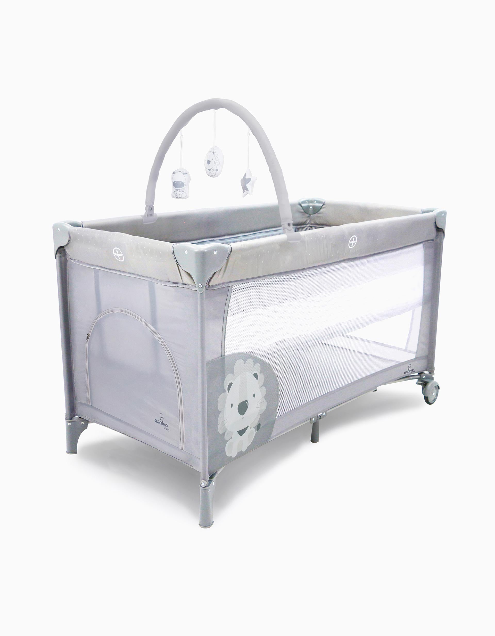 Cama De Viagem Duo Baby Lion Grey Asalvo