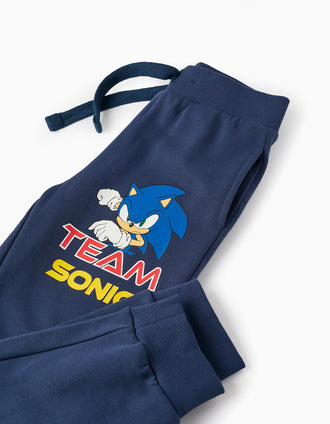 Calças de Treino em Algodão para Menino 'Sonic', Azul Escuro