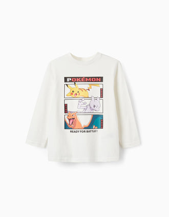 T-shirt à manches longues pour garçon 'Pokémon', Blanc