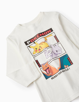 T-shirt à manches longues pour garçon 'Pokémon', Blanc