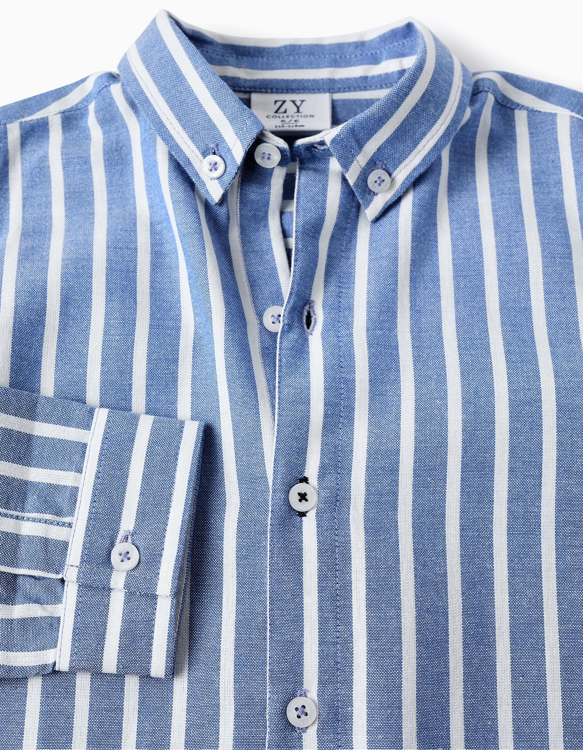 Cotton Striped Shirt for Boys, Blue/White