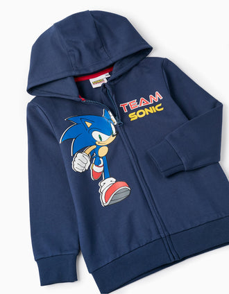 Manteau en coton avec capuche pour garçon 'Sonic', Bleu Foncé