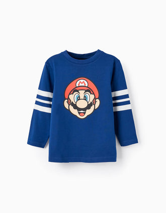 T-shirt à manches longues pour garçon 'Super Mario', Bleu foncé