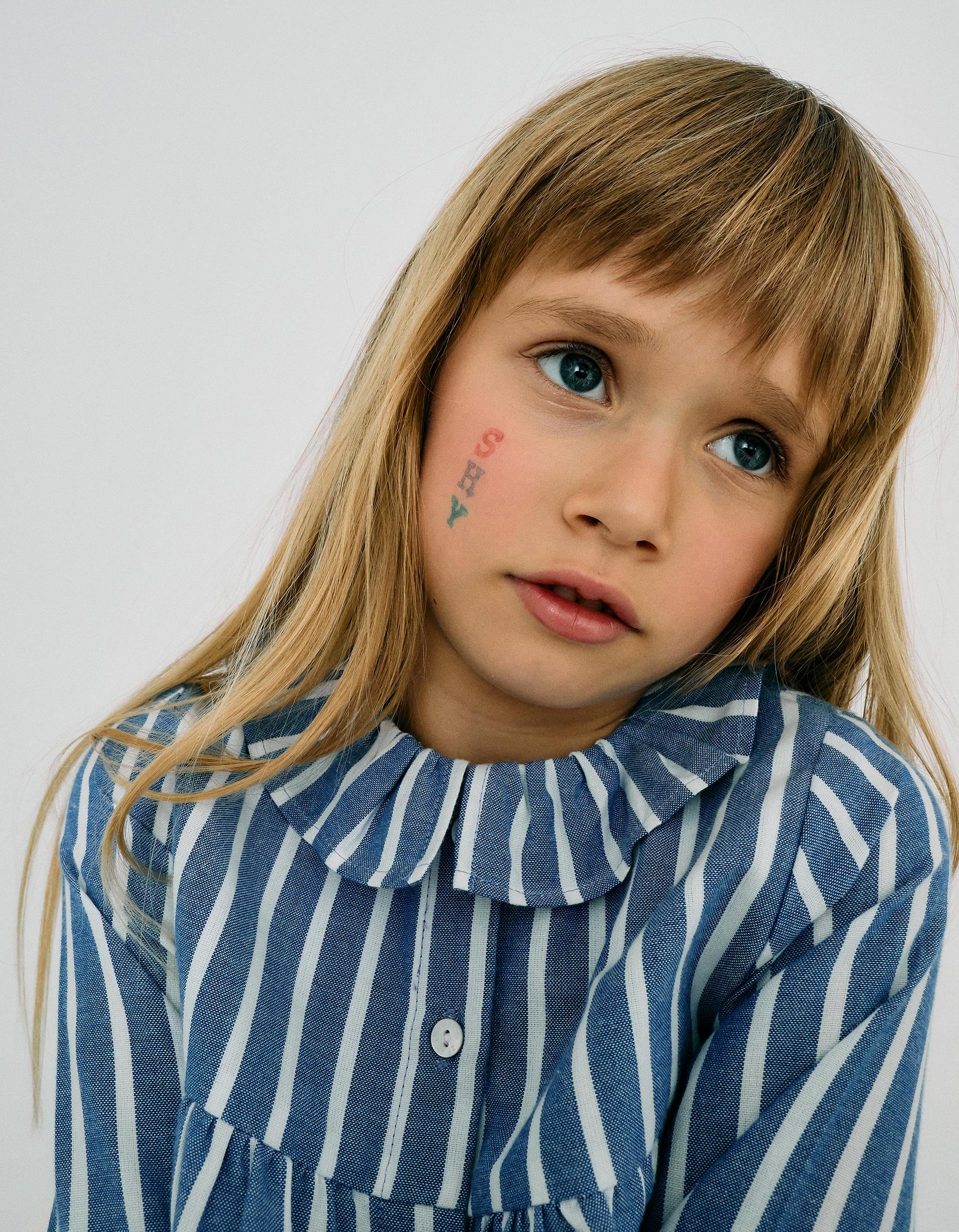 Cotton Striped Shirt for Girls, Blue/White