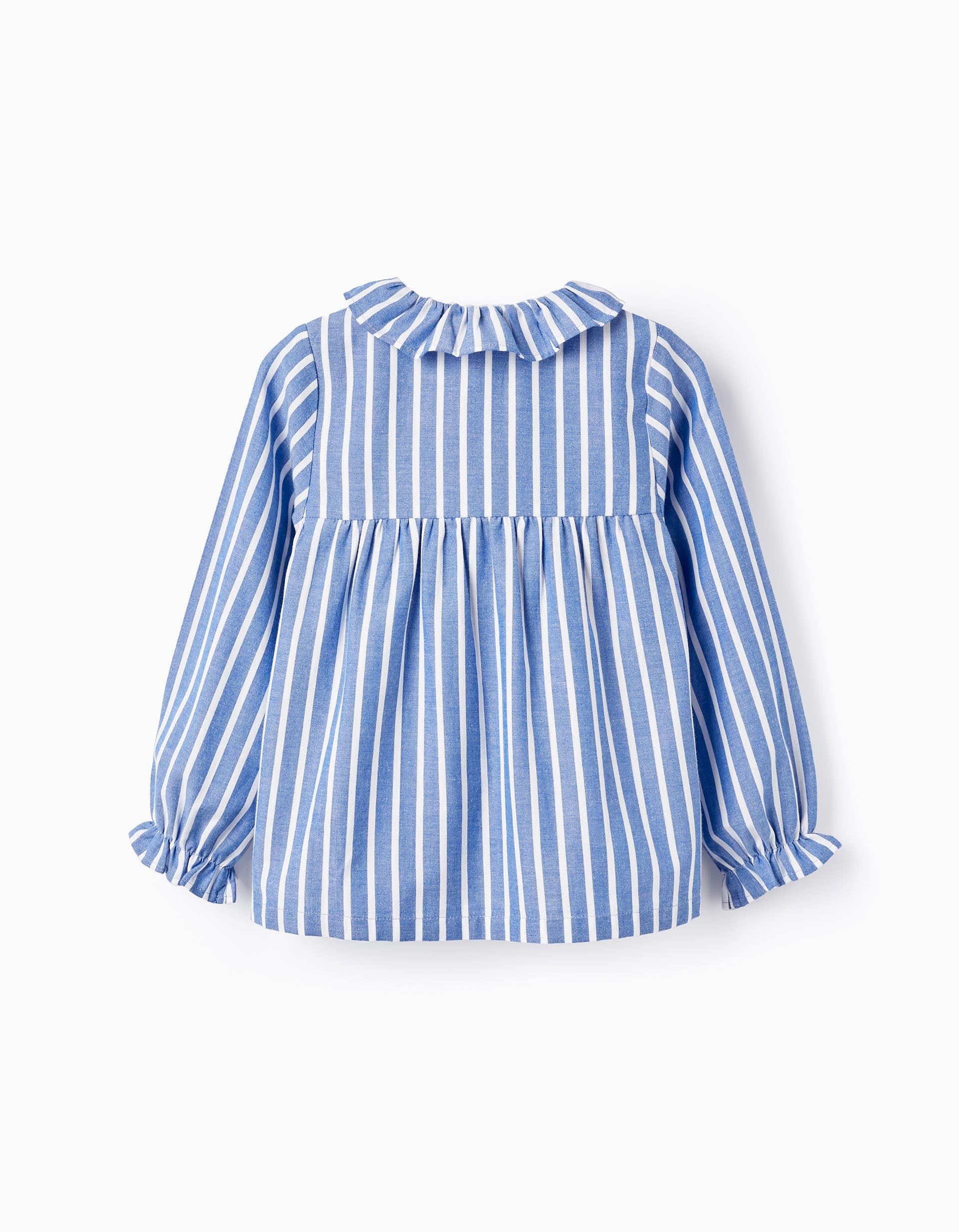 Cotton Striped Shirt for Girls, Blue/White