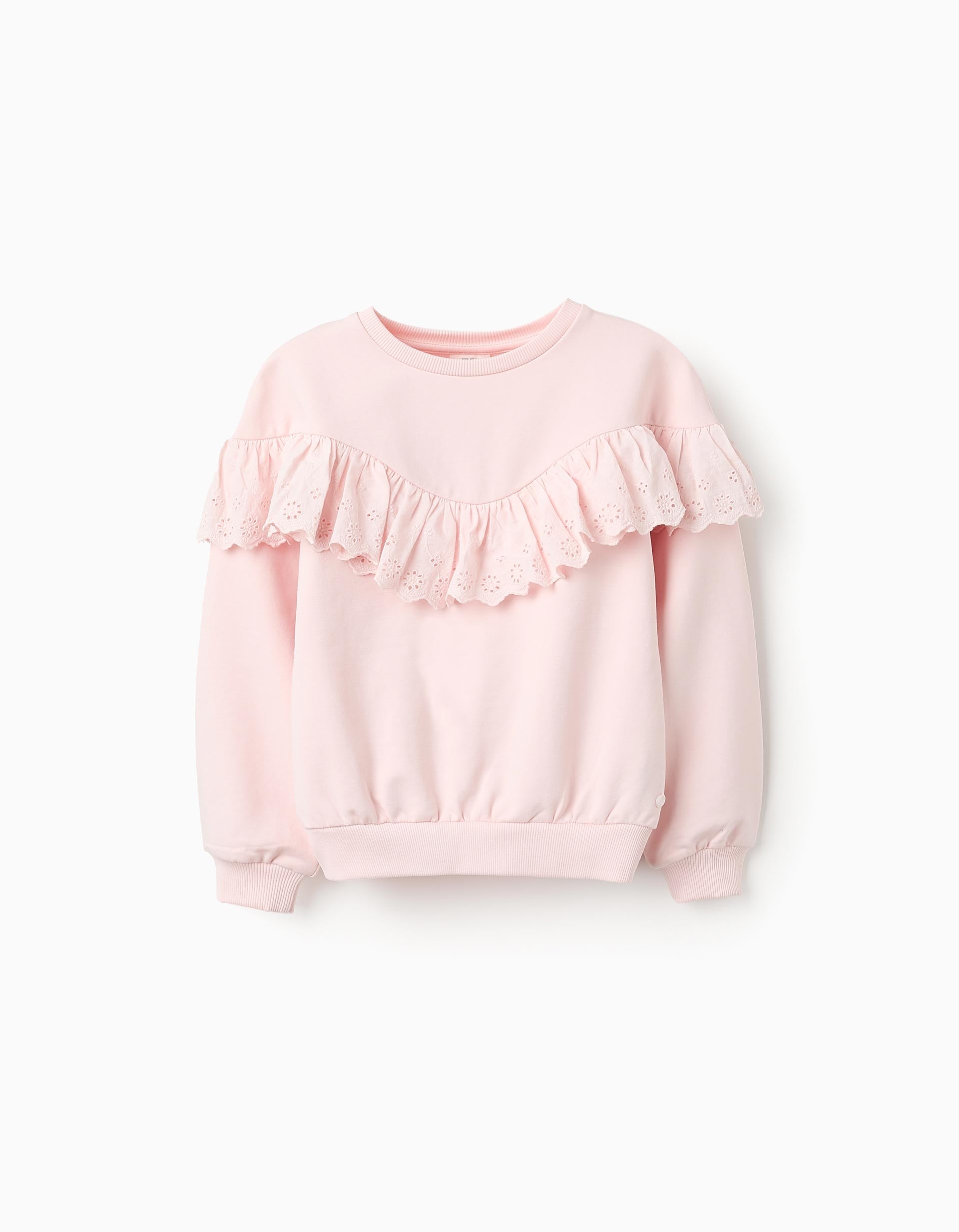 Cotton Sweatshirt with Ruffles for Girls, Pink