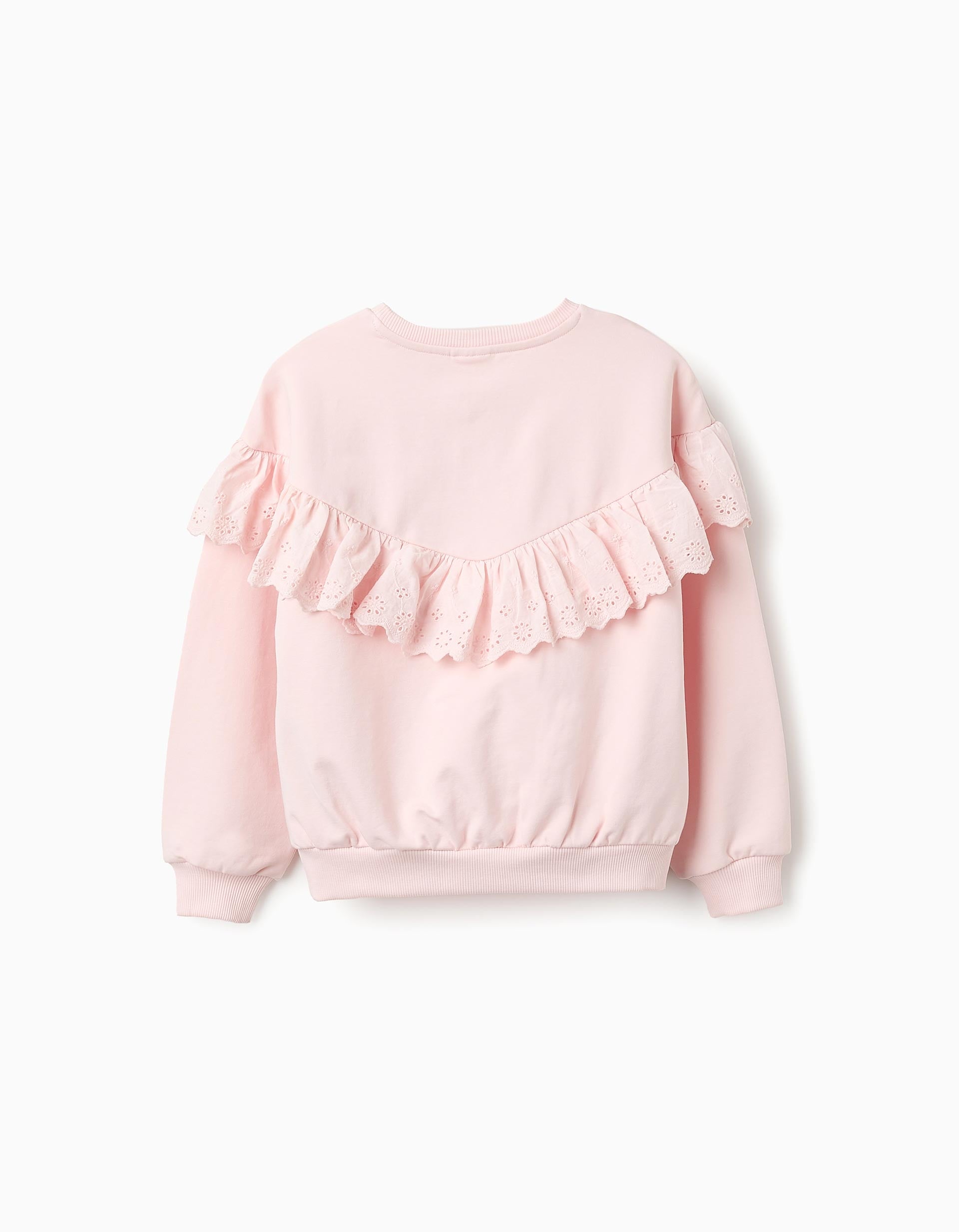 Cotton Sweatshirt with Ruffles for Girls, Pink