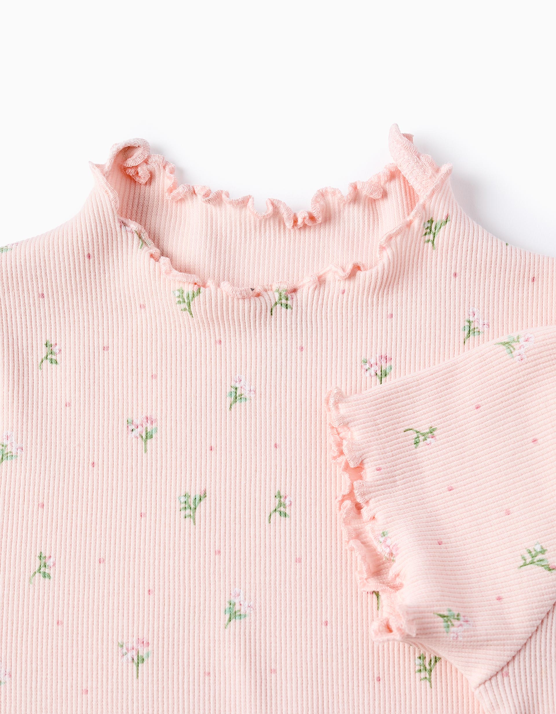 T-shirt Côtelé Floral pour Bébé Fille, Rose