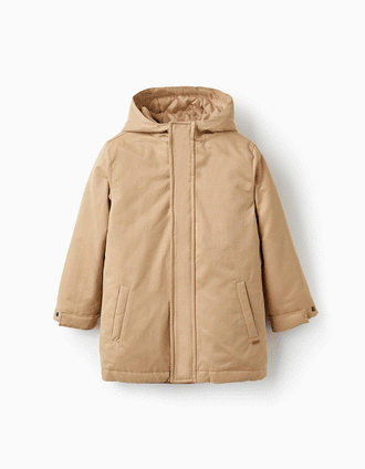 Parka 3 em 1 com Colete Removível para Menino, Bege/Azul Escuro