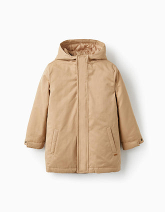 Parka 3 em 1 com Colete Removível para Menino, Bege/Azul Escuro
