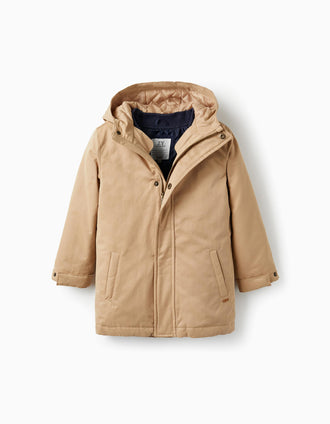 Parka 3 en 1 con Chaleco Removible para Niño, Beige/Azul Oscuro