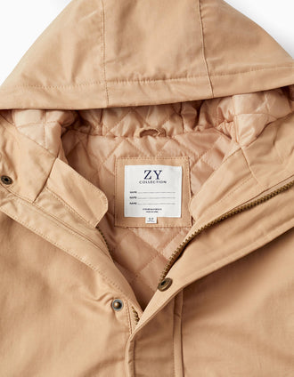 Parka 3 em 1 com Colete Removível para Menino, Bege/Azul Escuro