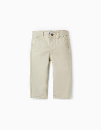 Pantalones de Sarga para Bebé Niño, Beige