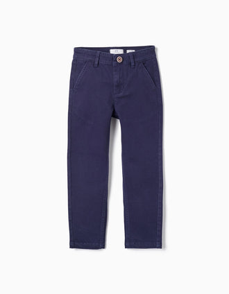 Pantalones Chino de Algodón para Niño 'Slim Fit', Azul Oscuro