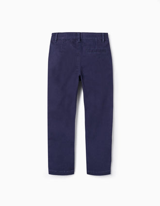 Pantalones Chino de Algodón para Niño 'Slim Fit', Azul Oscuro