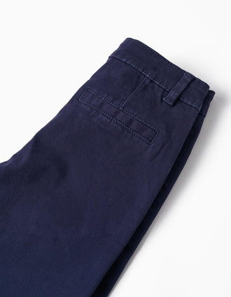 Calças Chino em Algodão para Menino 'Slim Fit', Azul Escuro