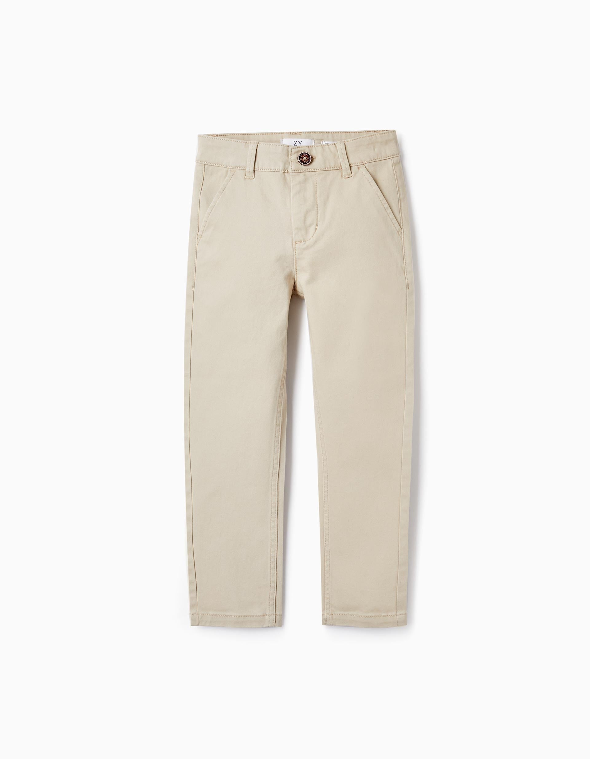 Cotton Chino Trousers for Boys 'Slim Fit', Beige