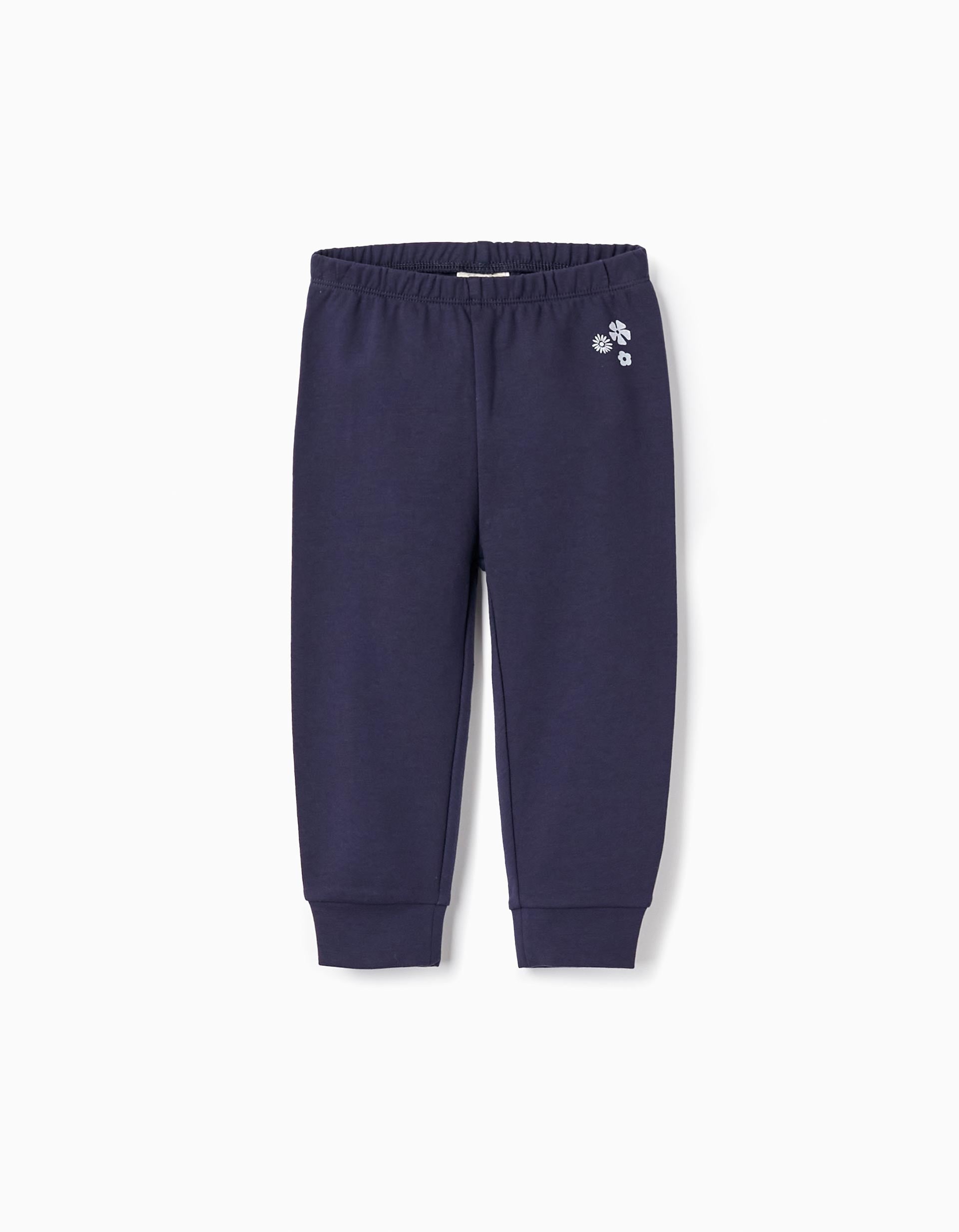 Brushed Joggers for Baby Girls, Dark Blue