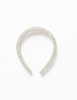Diadema con Abalorios en Estilo Perla para Niña, Blanco