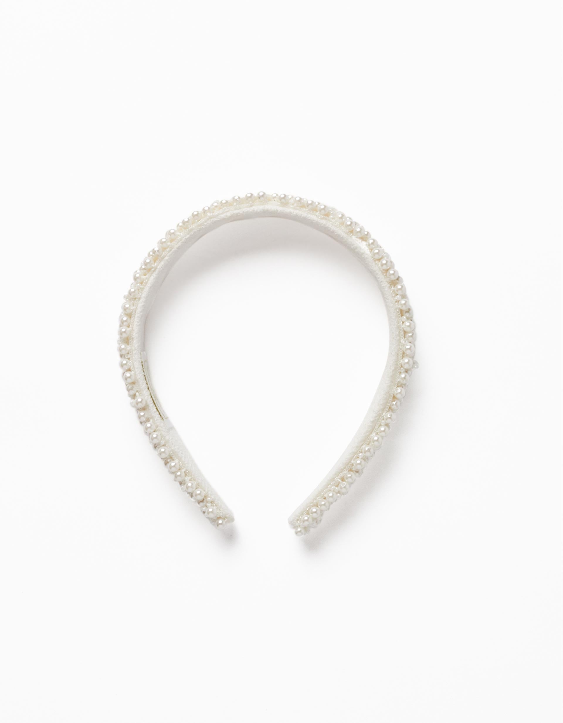 Bandeau avec Perles de Style Perle pour Fille, Blanc