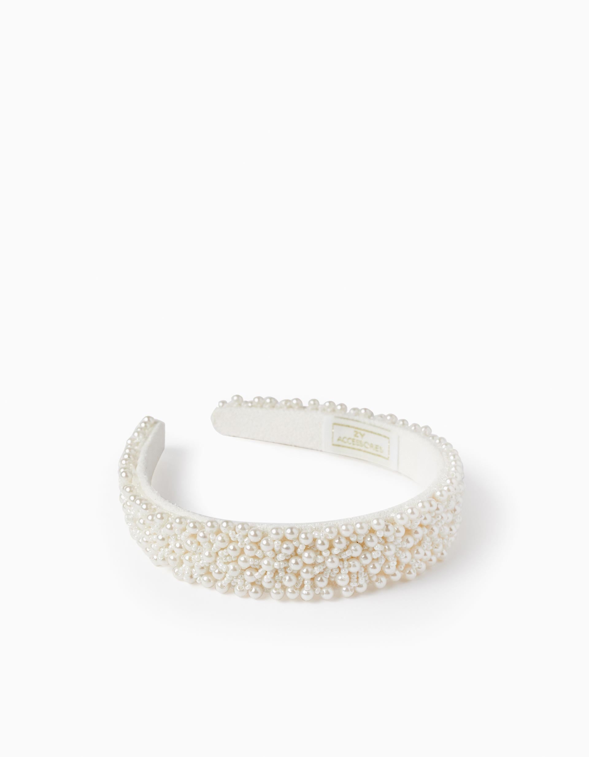 Bandeau avec Perles de Style Perle pour Fille, Blanc