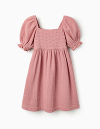 Vestido de Bambula em Algodão para Menina, Rosa